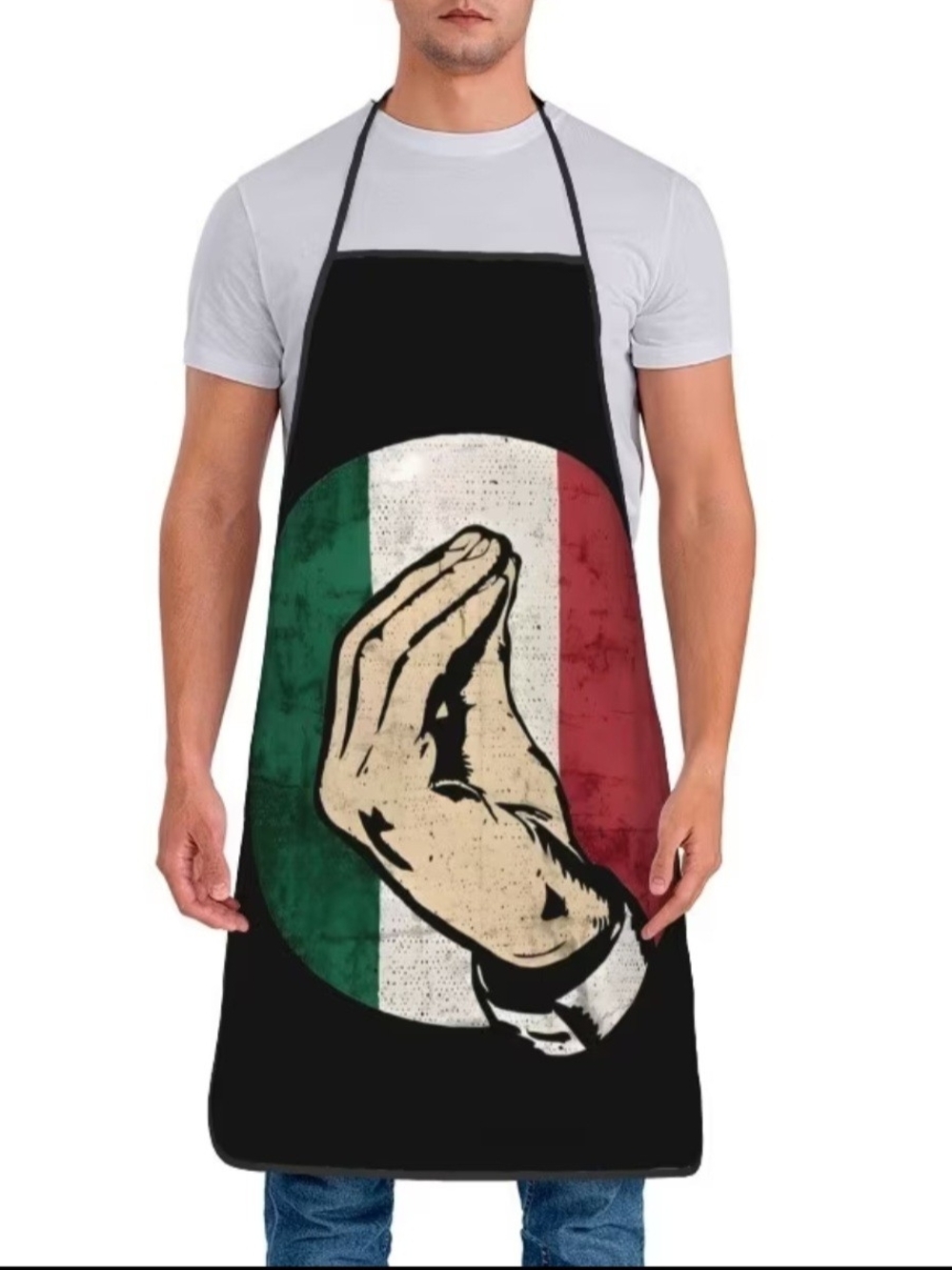 Italian Flag Hand Graphic Black Apron